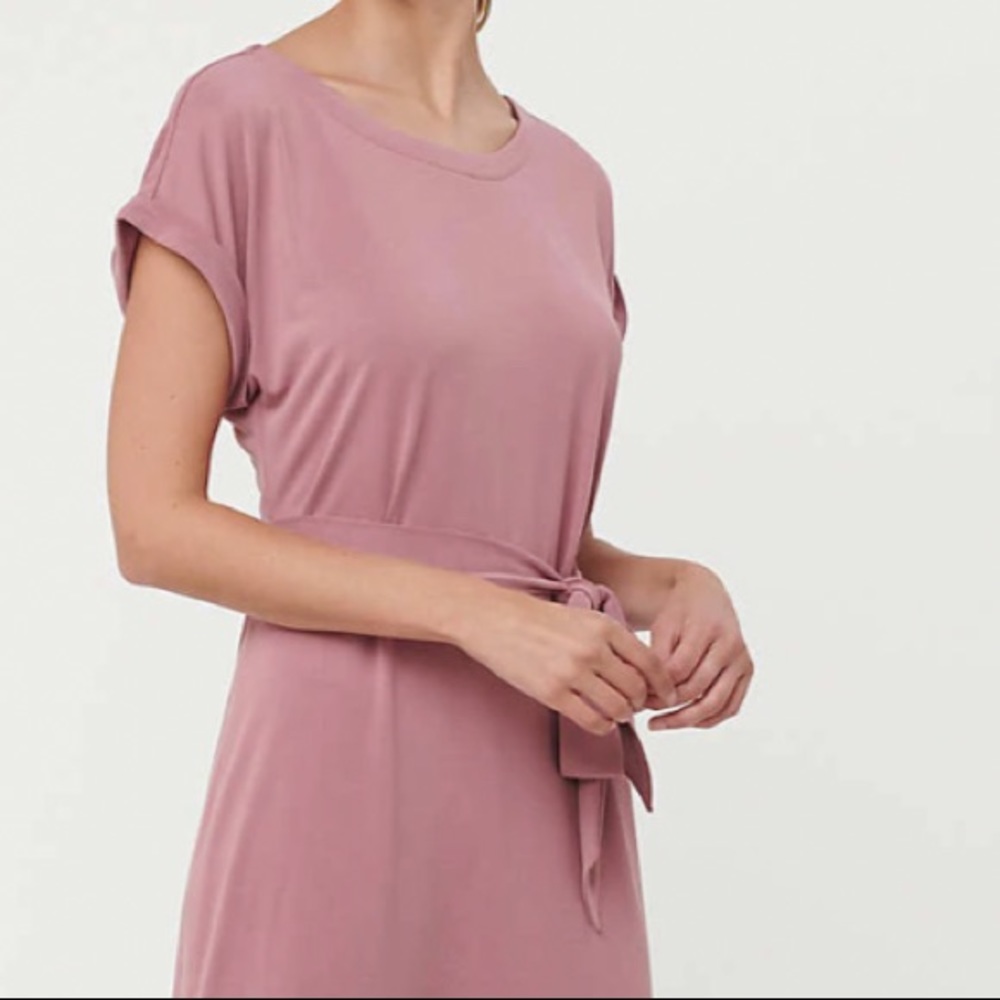 Dolman Tie Waist Modern Minimalist MIDI Dress M L - Picture 5 of 6